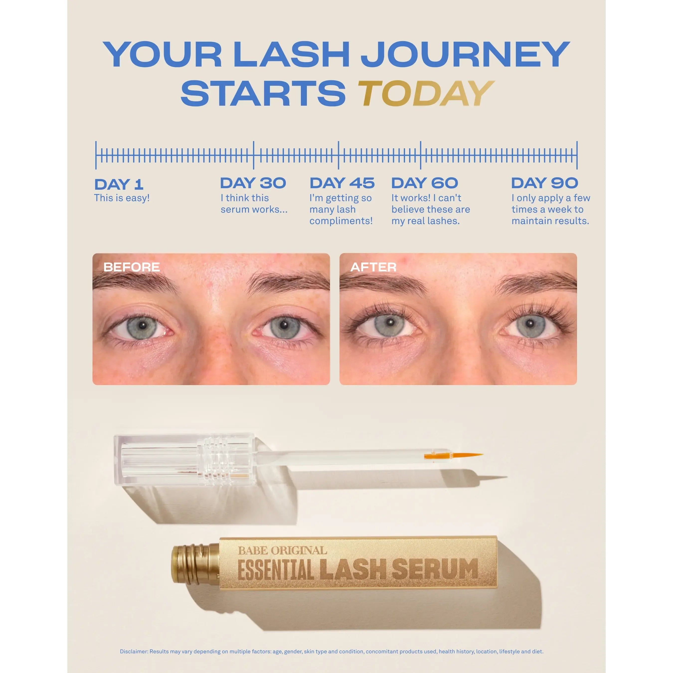 Essential Lash Serum, Babe Lash Eyelash Serum, Longer Looking Eyelashes, Advanced Lash Enhancing Treatment with Biotin & Amino Acids for Natural Lashes & Lash Extensions, Easy Application, Vegan & Cruelty-Free