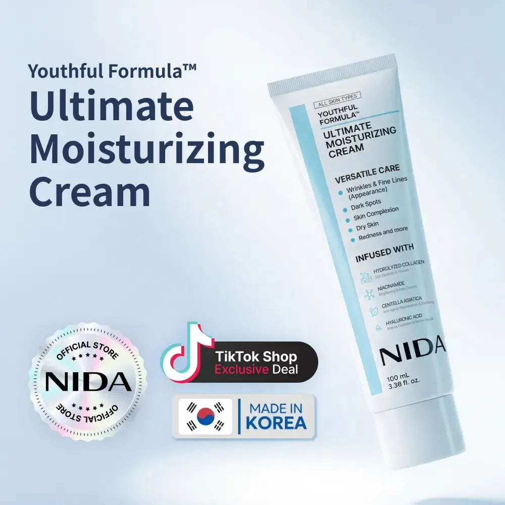 NIDA Youthful Formula Ultimate Moisturizing Cream (100mL) / Collagen, Niacinamide, Centella Asiatica, Hyaluronic Acid / Wrinkles, Dark Spots, Skincare Hydrating Daily Moisturizer Moisture Hydrate