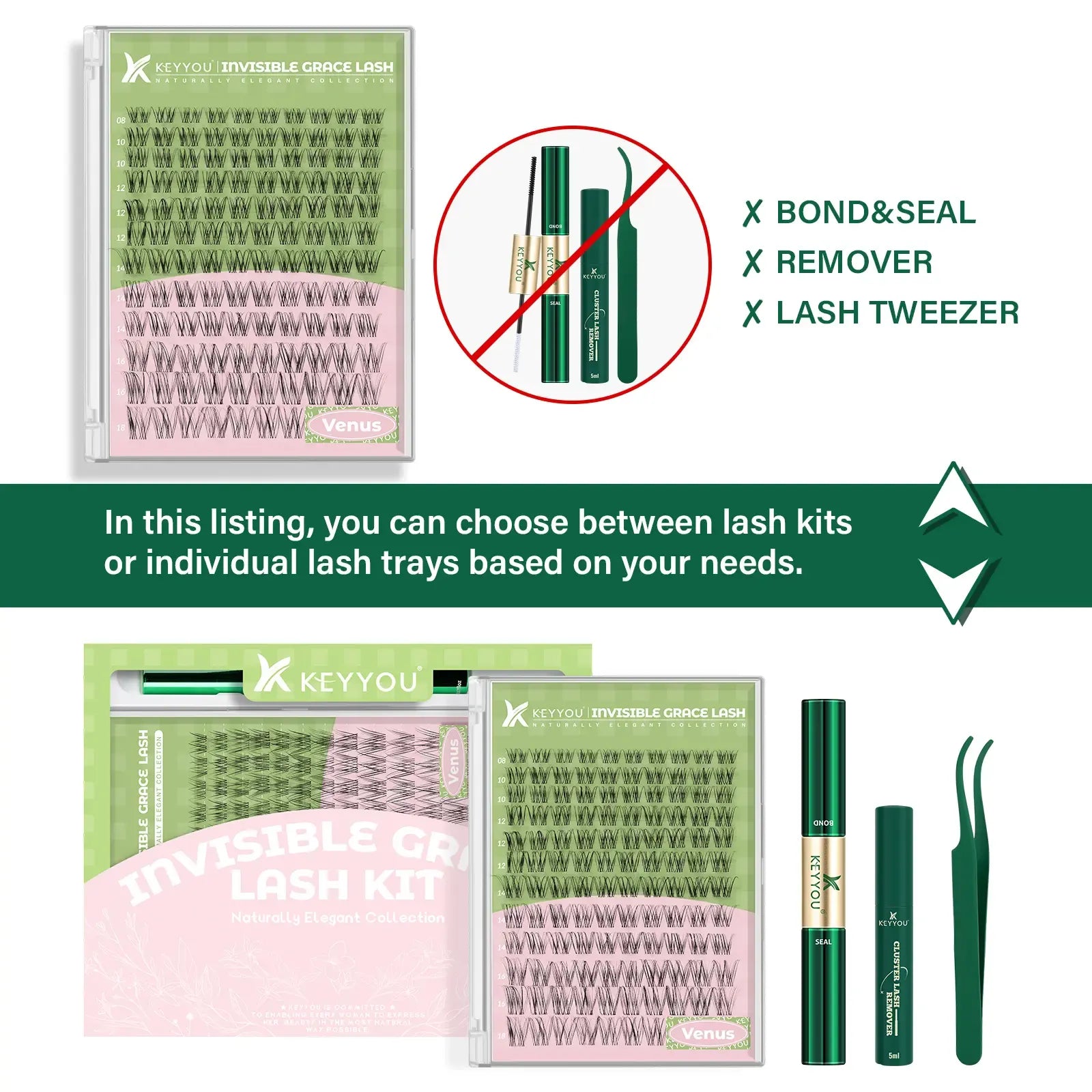 KEYYOU Venus Naiad DIY Lashes Clusters Invisible Band Natural Soft Waterproof Lash Extension Easy to Apply at Home Cosmetic Makeup Volume False Eyelashes  #DealsForYouDays