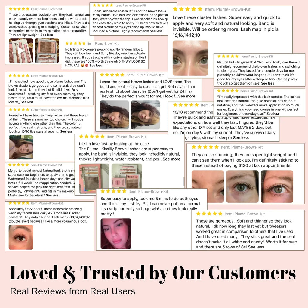 Plume| Kisslily Brown Lashes Natural Lash Clusters With Invisible Band DIY Lash Extension Kit Eyelash Kit with Bond and Seal 8-16mm C Curl Beginner Friendly Individual Lashes Waterproof Long lasting Makeup For Girl Cosmetic #Summervibes summerwins
