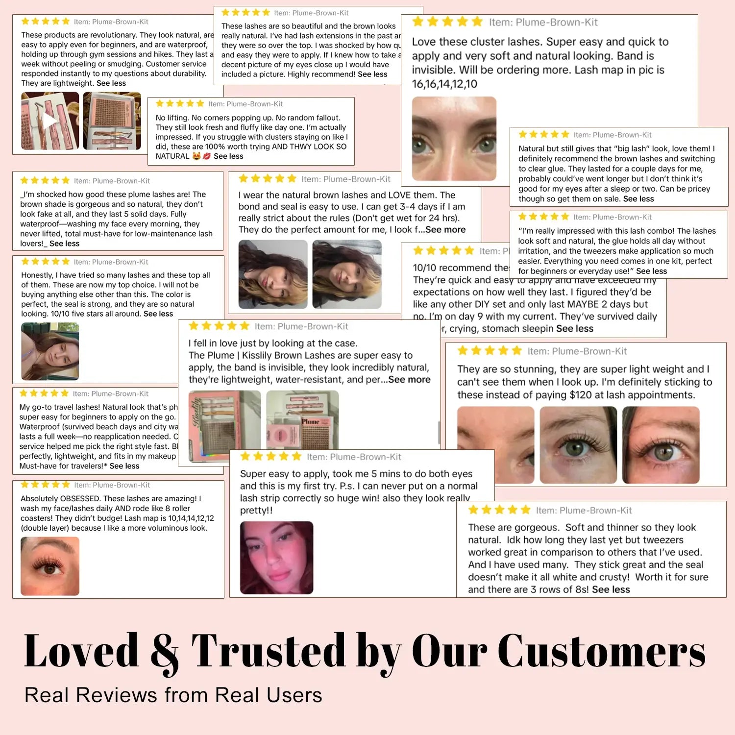 Plume| Kisslily Brown Lashes Natural Lash Clusters With Invisible Band DIY Lash Extension Kit Eyelash Kit with Bond and Seal 8-16mm C Curl Beginner Friendly Individual Lashes Waterproof Long lasting Makeup For Girl Cosmetic #Summervibes summerwins