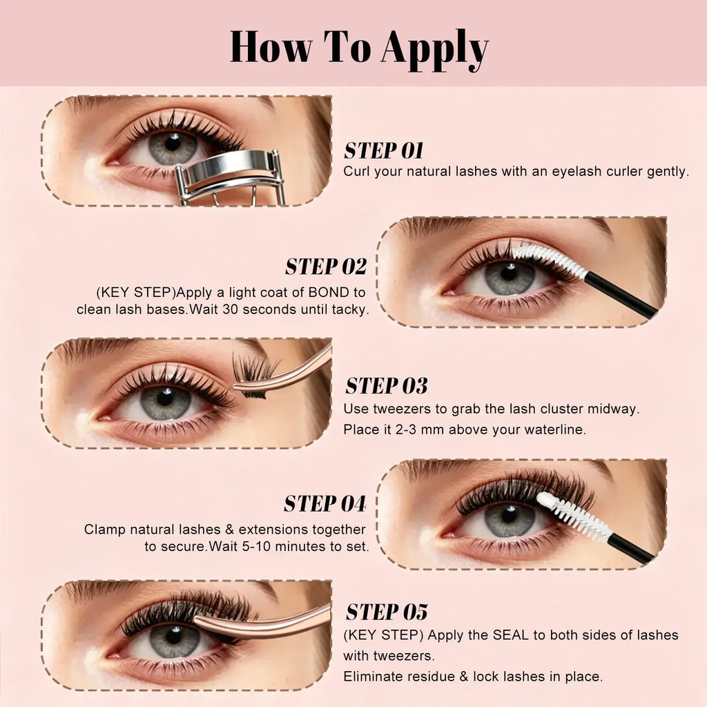 Plume| Kisslily Brown Lashes Natural Lash Clusters With Invisible Band DIY Lash Extension Kit Eyelash Kit with Bond and Seal 8-16mm C Curl Beginner Friendly Individual Lashes Waterproof Long lasting Makeup For Girl Cosmetic #Summervibes summerwins