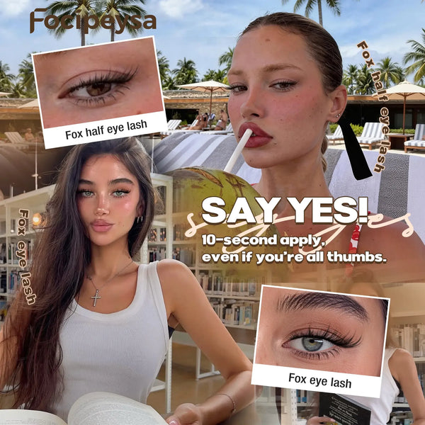 Focipeysa FoxTail Lash | LC Curl Fox Eye Lash Clusters | Ultra-Dense, Waterproof, All-Day Hold | Easy D-Curl DIY for Beginners | Get Flawless Salon Extensions at Home | Suitable for Various Makeup Styles