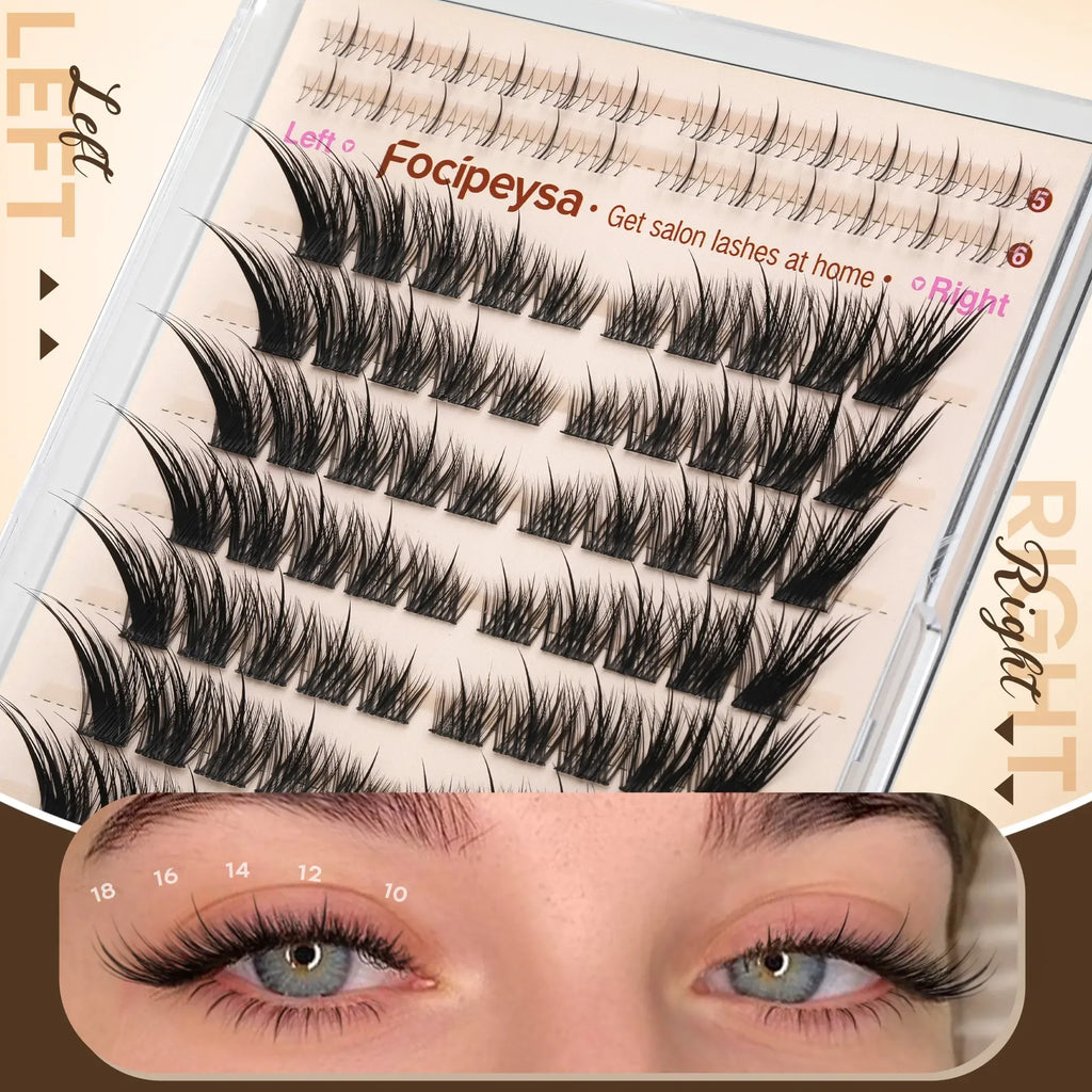 Focipeysa FoxTail Lash | LC Curl Fox Eye Lash Clusters | Ultra-Dense, Waterproof, All-Day Hold | Easy D-Curl DIY for Beginners | Get Flawless Salon Extensions at Home | Suitable for Various Makeup Styles