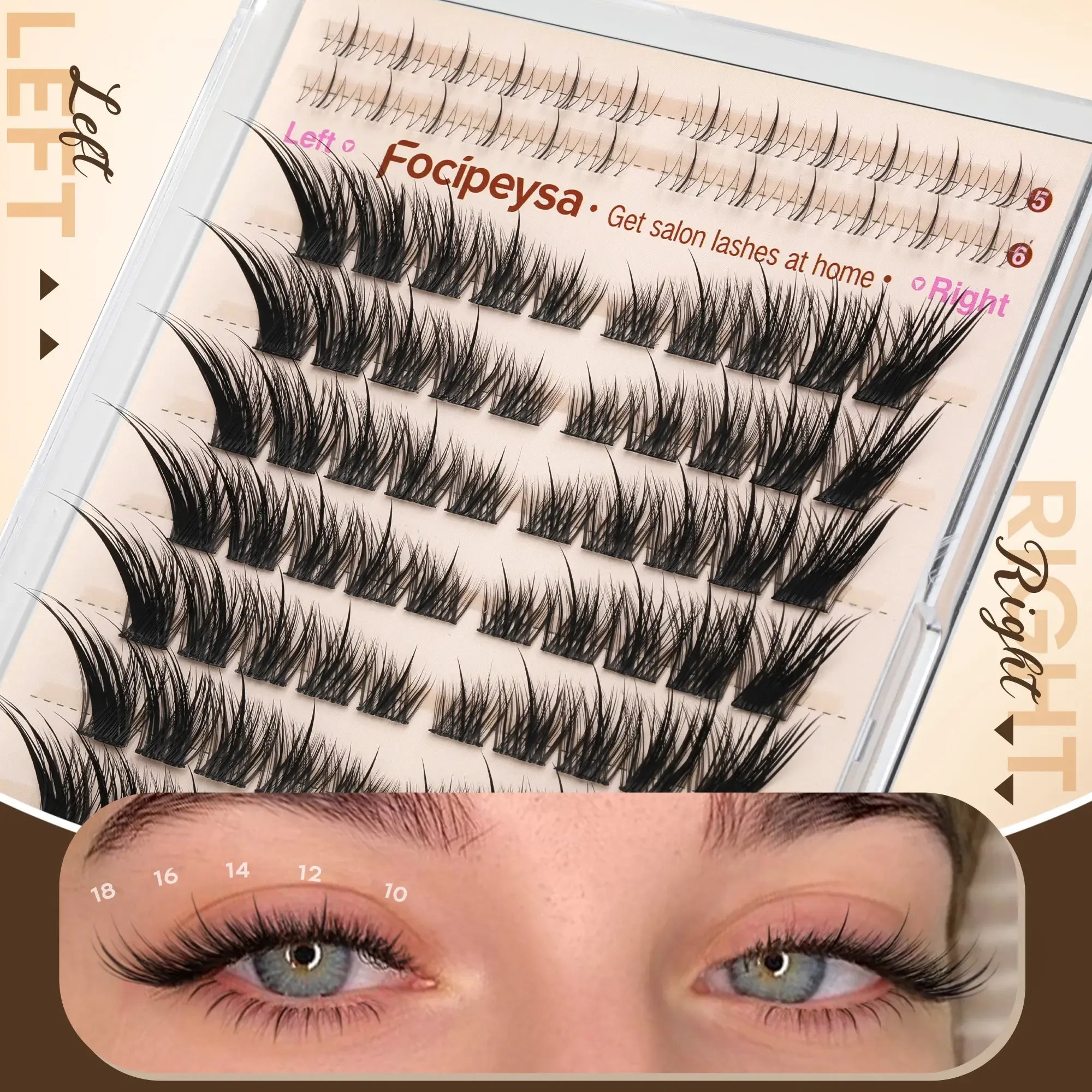 Focipeysa FoxTail Lash | LC Curl Fox Eye Lash Clusters | Ultra-Dense, Waterproof, All-Day Hold | Easy D-Curl DIY for Beginners | Get Flawless Salon Extensions at Home | Suitable for Various Makeup Styles