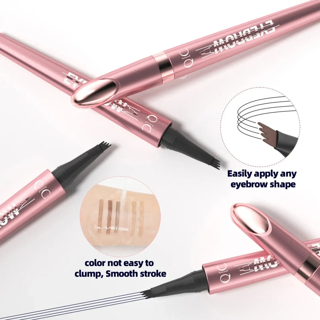 Waterproof Micro-Fork Eyebrow Pencil, Long-Lasting Brow Pen for Natural Hair-Like Strokes, Smudge-Proof Makeup Tool for Daily Use & Soft Glam