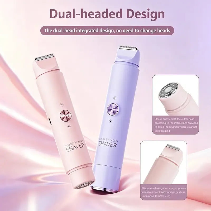 2-in-1 Electric Hair Removal Kit, USB-Rechargeable Bikini Shaver for Women, Bikini Line & Underarm Hair Remover, Ideal Gift for Her