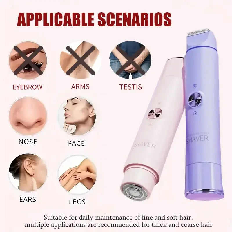 2-in-1 Electric Hair Removal Kit, USB-Rechargeable Bikini Shaver for Women, Bikini Line & Underarm Hair Remover, Ideal Gift for Her