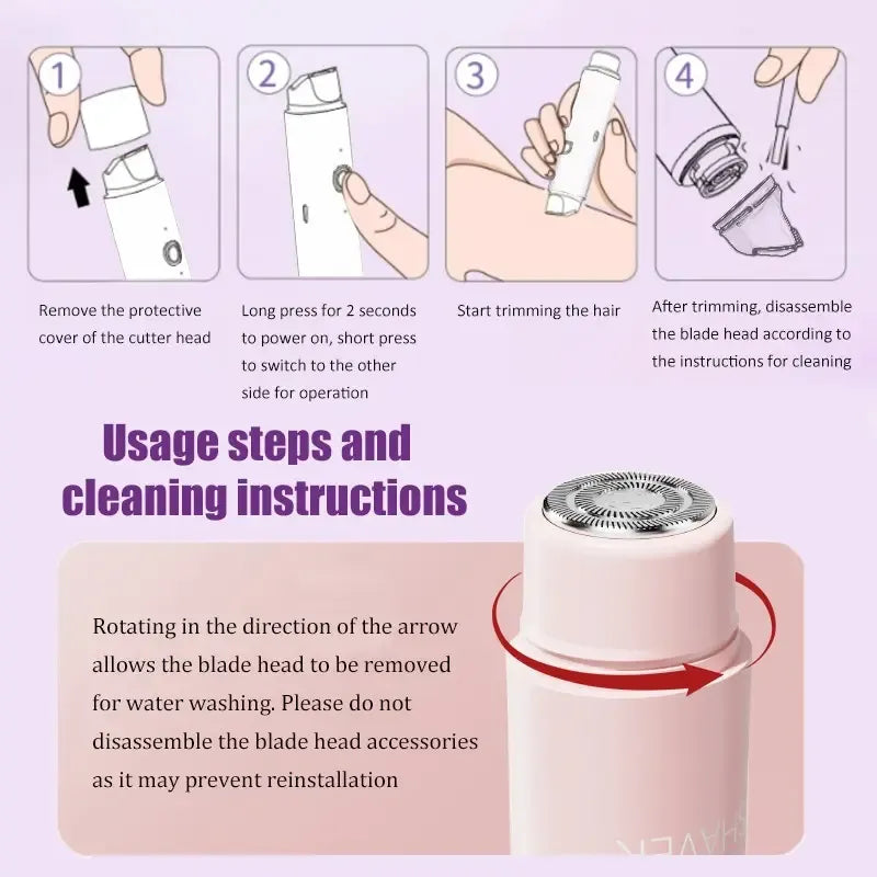 2-in-1 Electric Hair Removal Kit, USB-Rechargeable Bikini Shaver for Women, Bikini Line & Underarm Hair Remover, Ideal Gift for Her