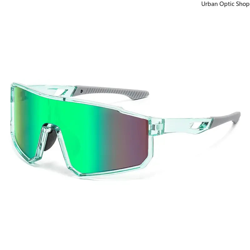 One Piece Cycling Sunglasses for Men Women, UV400 Protection Windproof Colorful Mirrored Sports Eyewear for MTB Road Bike Riding Driving Outdoor Activitie