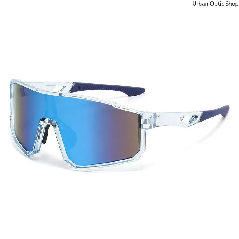 One Piece Cycling Sunglasses for Men Women, UV400 Protection Windproof Colorful Mirrored Sports Eyewear for MTB Road Bike Riding Driving Outdoor Activitie