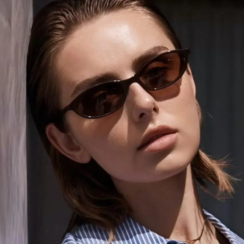 〖Summer Vibes〗3 PCS Retro Oval Sunglasses for Women Chic Cat Eye 90s Sunnies Lightweight Narrow Shades Trendy UV Protection Sunglasses Vintage Rich Girl Sunglasses Women Sunglasseswomen summerwins