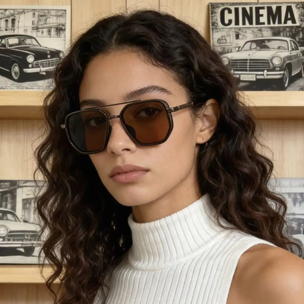Fashion Geometric Double-Beam Sunglasses - 2026 Fall/Summer Trend, High-Quality Lightweight Durable Frames, Funky Unique Accessories, Gifts for Women, BF Birthday Gift