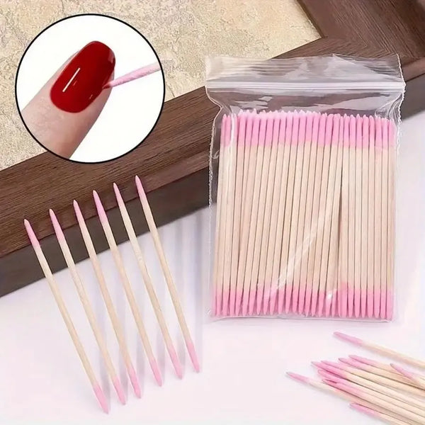 Professional Double-Head Nail Cotton Swabs 100-500 Packs, Eyebrow Shaping and Cleaning, Nail Art Detail Correction Tools, Cleansing Beauty Cosmetics