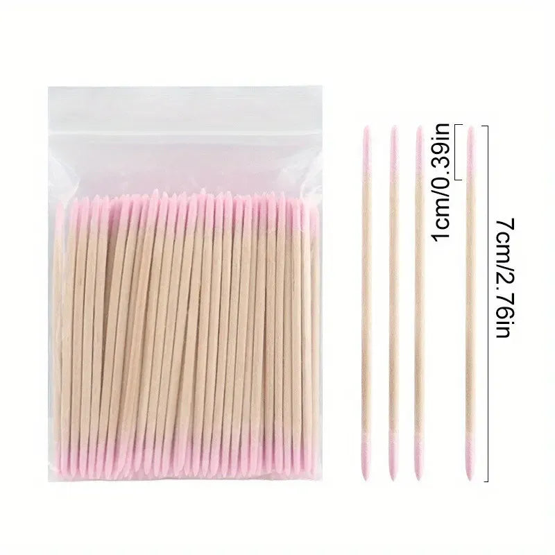 Professional Double-Head Nail Cotton Swabs 100-500 Packs, Eyebrow Shaping and Cleaning, Nail Art Detail Correction Tools, Cleansing Beauty Cosmetics