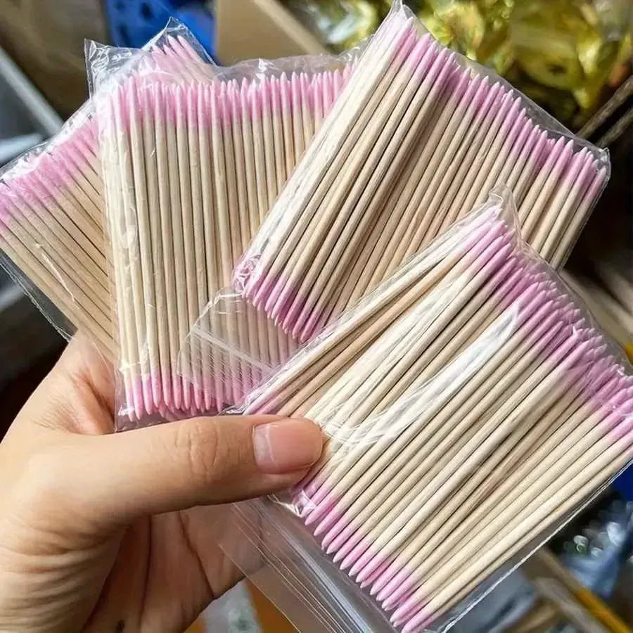 Professional Double-Head Nail Cotton Swabs 100-500 Packs, Eyebrow Shaping and Cleaning, Nail Art Detail Correction Tools, Cleansing Beauty Cosmetics