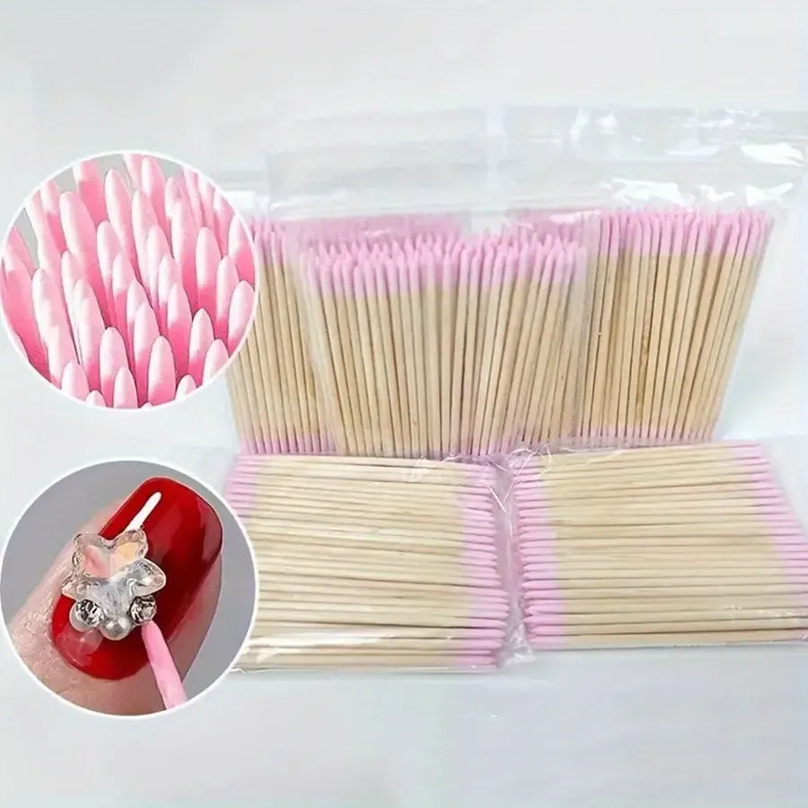 Professional Double-Head Nail Cotton Swabs 100-500 Packs, Eyebrow Shaping and Cleaning, Nail Art Detail Correction Tools, Cleansing Beauty Cosmetics