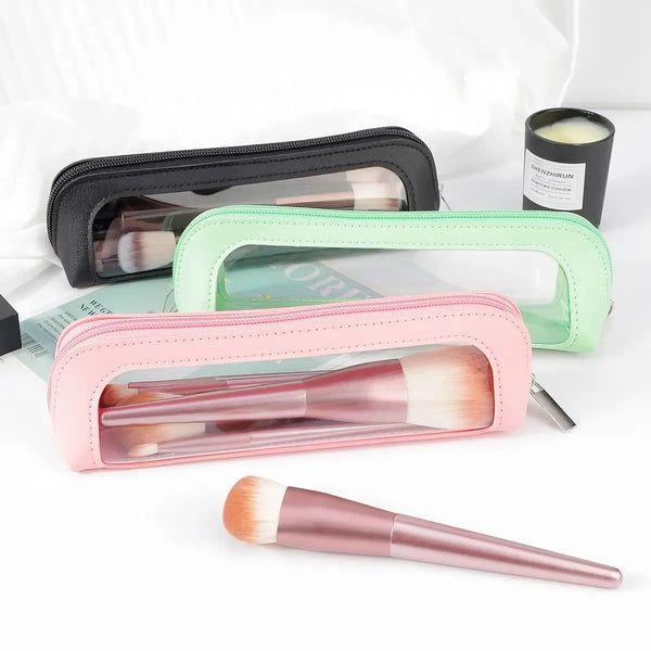 Portable Lightweight Makeup Brush & Cosmetic Bag, Multi-Functional Zipper Pouch for Travel & Stationery Storage, Trendy Girls' Essential Organizer, Makeup Tool Organizer, Cosmetic Tools Organizer