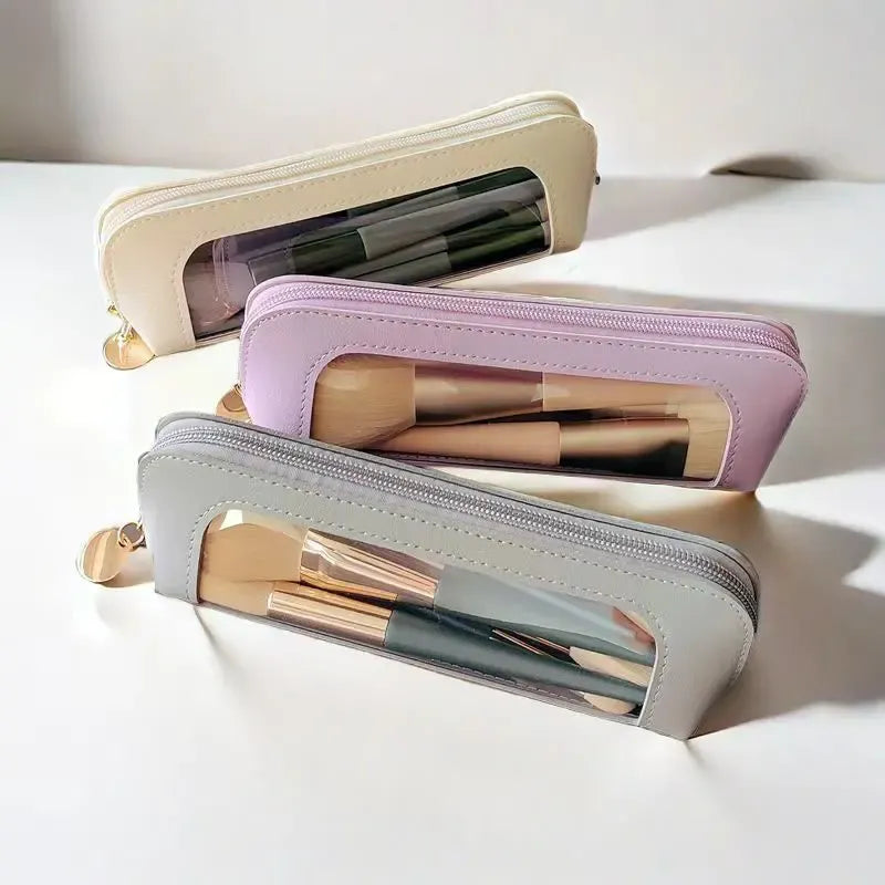 Portable Lightweight Makeup Brush & Cosmetic Bag, Multi-Functional Zipper Pouch for Travel & Stationery Storage, Trendy Girls' Essential Organizer, Makeup Tool Organizer, Cosmetic Tools Organizer