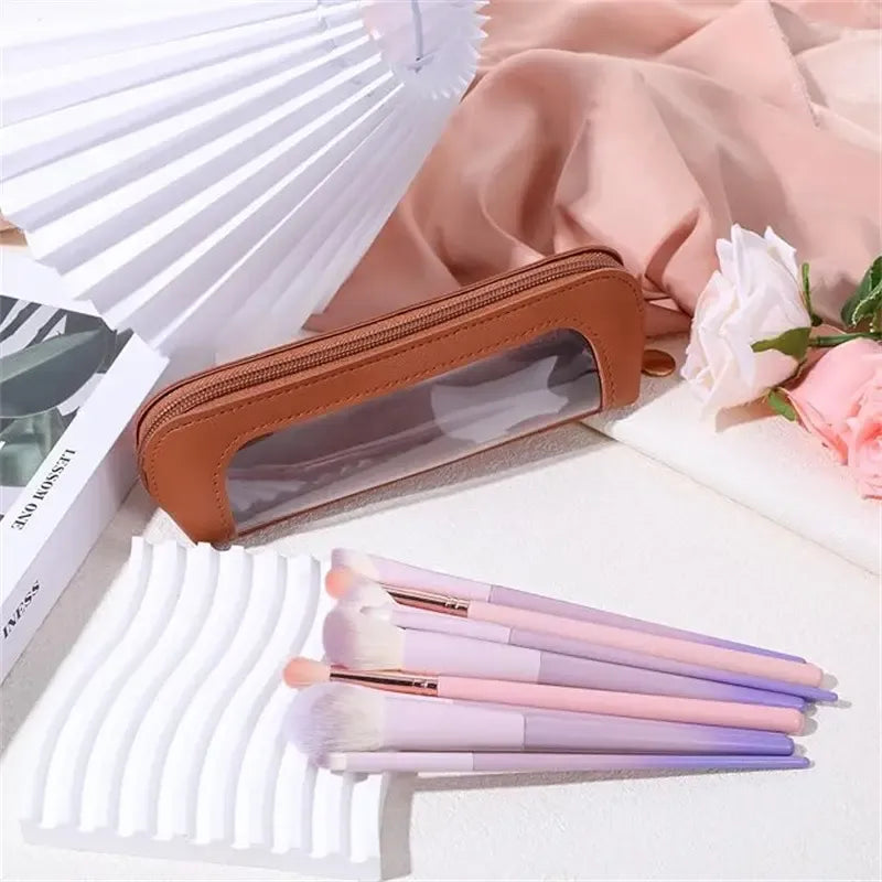 Portable Lightweight Makeup Brush & Cosmetic Bag, Multi-Functional Zipper Pouch for Travel & Stationery Storage, Trendy Girls' Essential Organizer, Makeup Tool Organizer, Cosmetic Tools Organizer