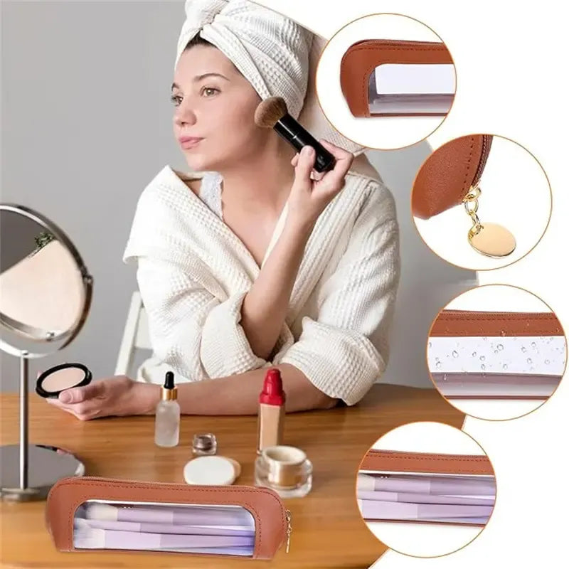 Portable Lightweight Makeup Brush & Cosmetic Bag, Multi-Functional Zipper Pouch for Travel & Stationery Storage, Trendy Girls' Essential Organizer, Makeup Tool Organizer, Cosmetic Tools Organizer