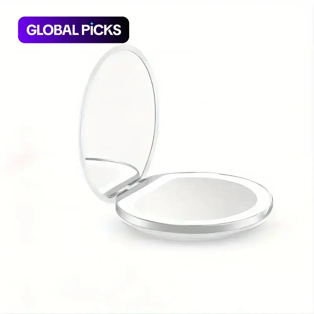 Portable Foldable Makeup Mirror, 1 Count Glam Travel Makeup Mirror with LED Light, Compact Mirror for Women, Pocket Size Makeup Tools, Travel Hand Mirror, Makeup Essentials