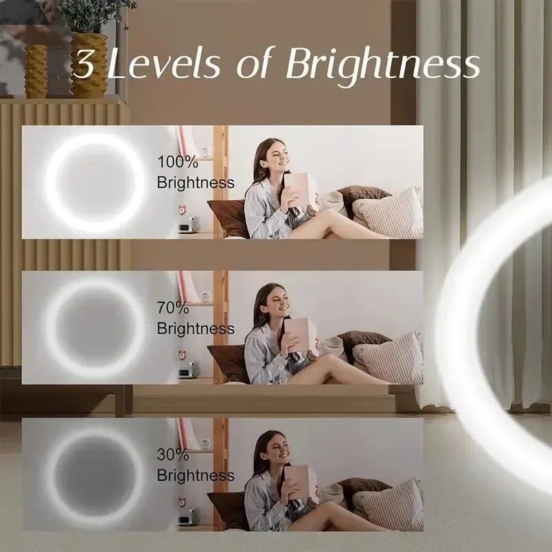 Portable Foldable Makeup Mirror, 1 Count Glam Travel Makeup Mirror with LED Light, Compact Mirror for Women, Pocket Size Makeup Tools, Travel Hand Mirror, Makeup Essentials