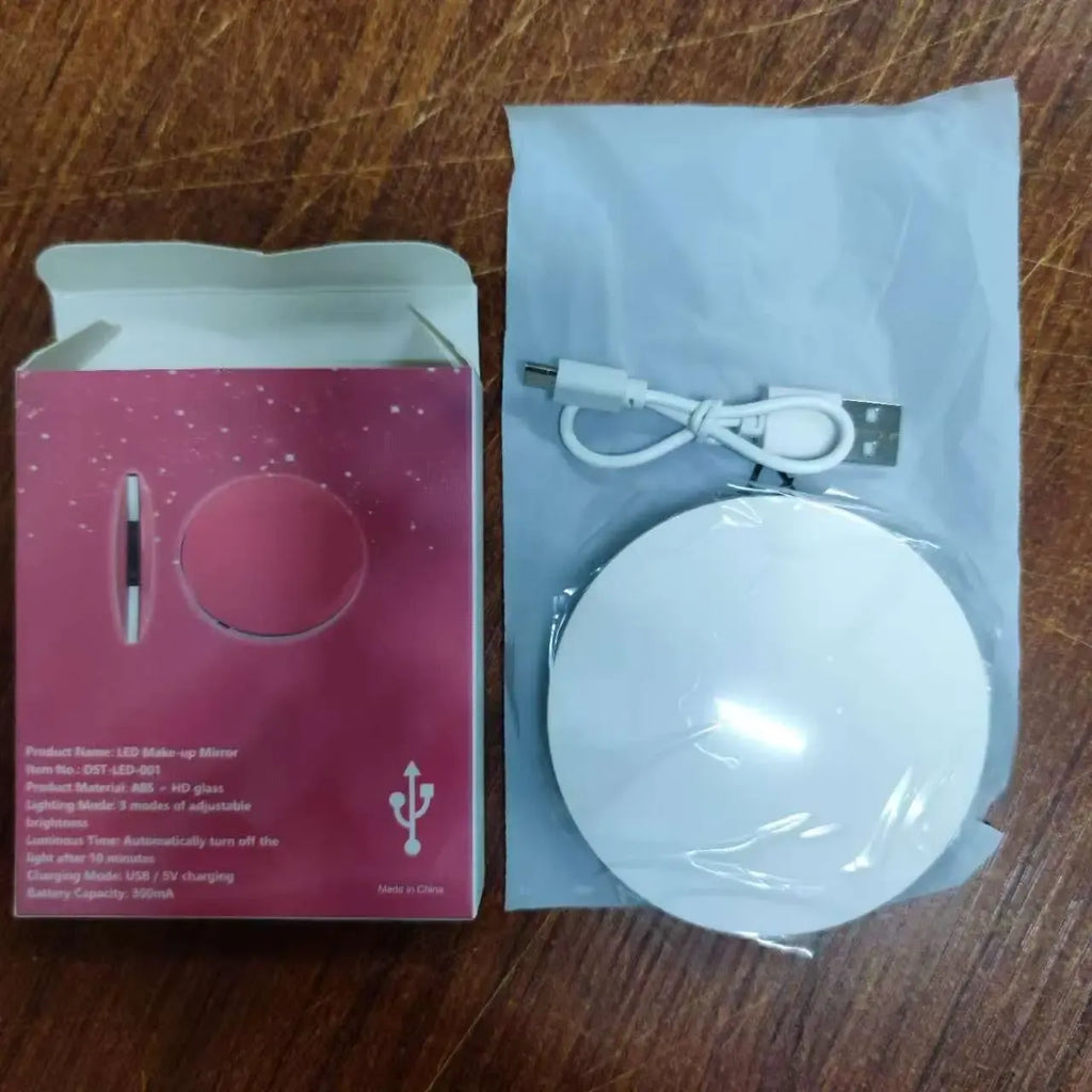 Portable Foldable Makeup Mirror, 1 Count Glam Travel Makeup Mirror with LED Light, Compact Mirror for Women, Pocket Size Makeup Tools, Travel Hand Mirror, Makeup Essentials