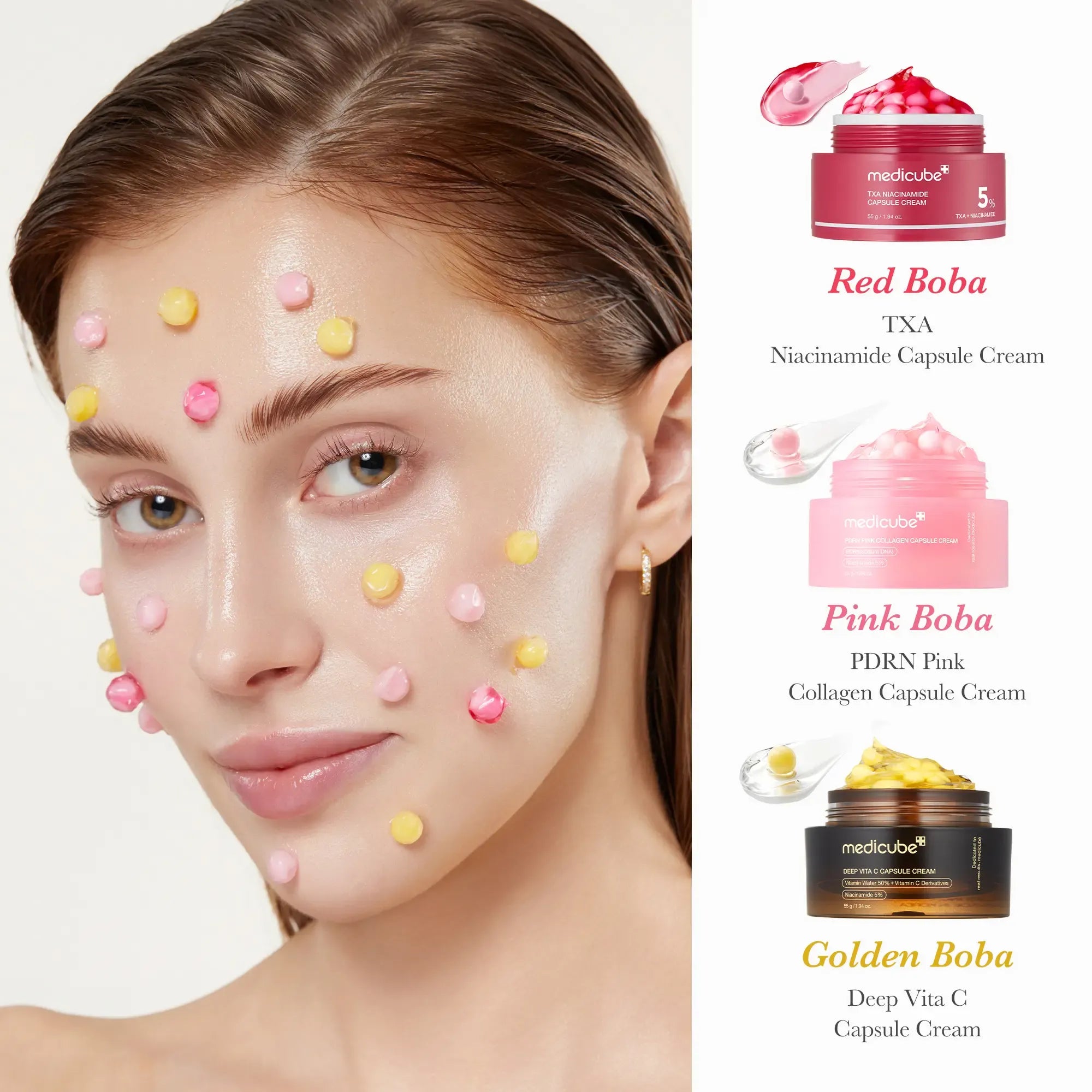 [medicube] Mix & Match Boba Cream Set | Tiktok Viral Capsule Creams for Uneven Skin Tone, Glow Hydration, Korean Skincare, K-beauty Skin Repair
