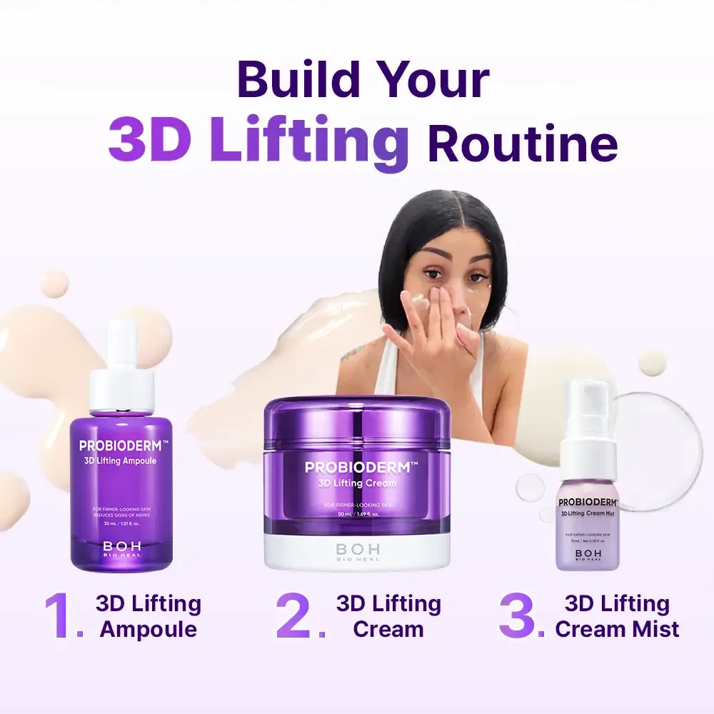 [Cardi B Pick] BIOHEAL BOH Probioderm 3D Lifting Skincare Set | Korean Night Cream, Serum & Face Mist for Lifting & Firming | Perfect Anti-Aging Routine for Dry, Dull, Saggy Skin | Mother’s Day Gift