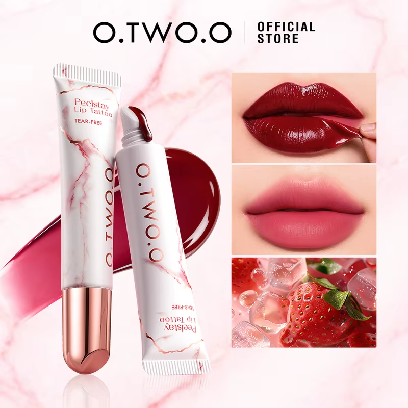 O.TWO.O Peel-Off Lip Stain Lipstick 48H Color-Lock Highly Pigmented Waterproof Non-stick Cup Lip Care Peel-Off Lip Tint Makeup