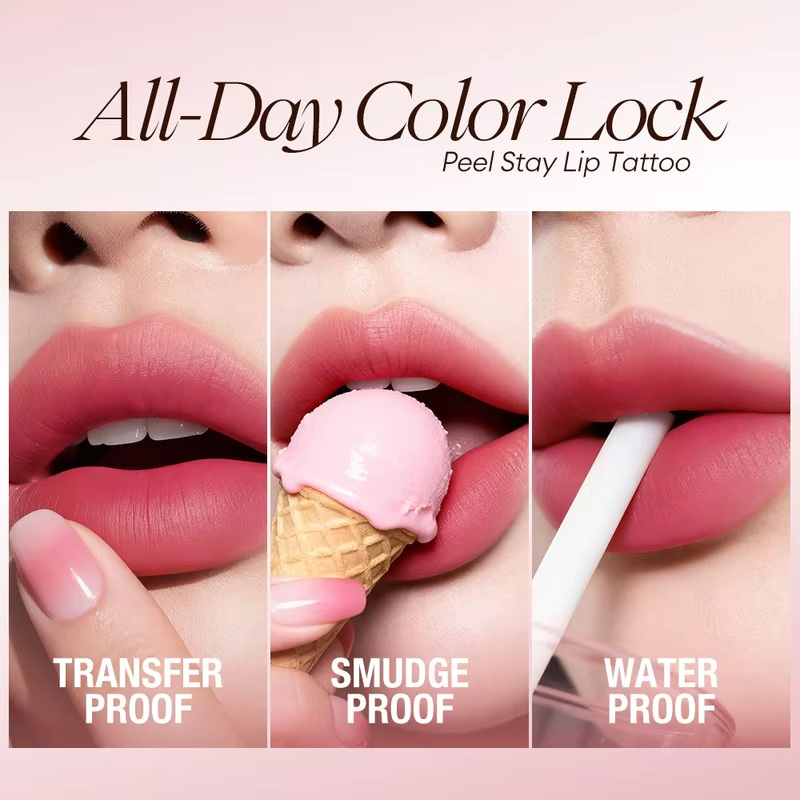 O.TWO.O Peel-Off Lip Stain Lipstick 48H Color-Lock Highly Pigmented Waterproof Non-stick Cup Lip Care Peel-Off Lip Tint Makeup