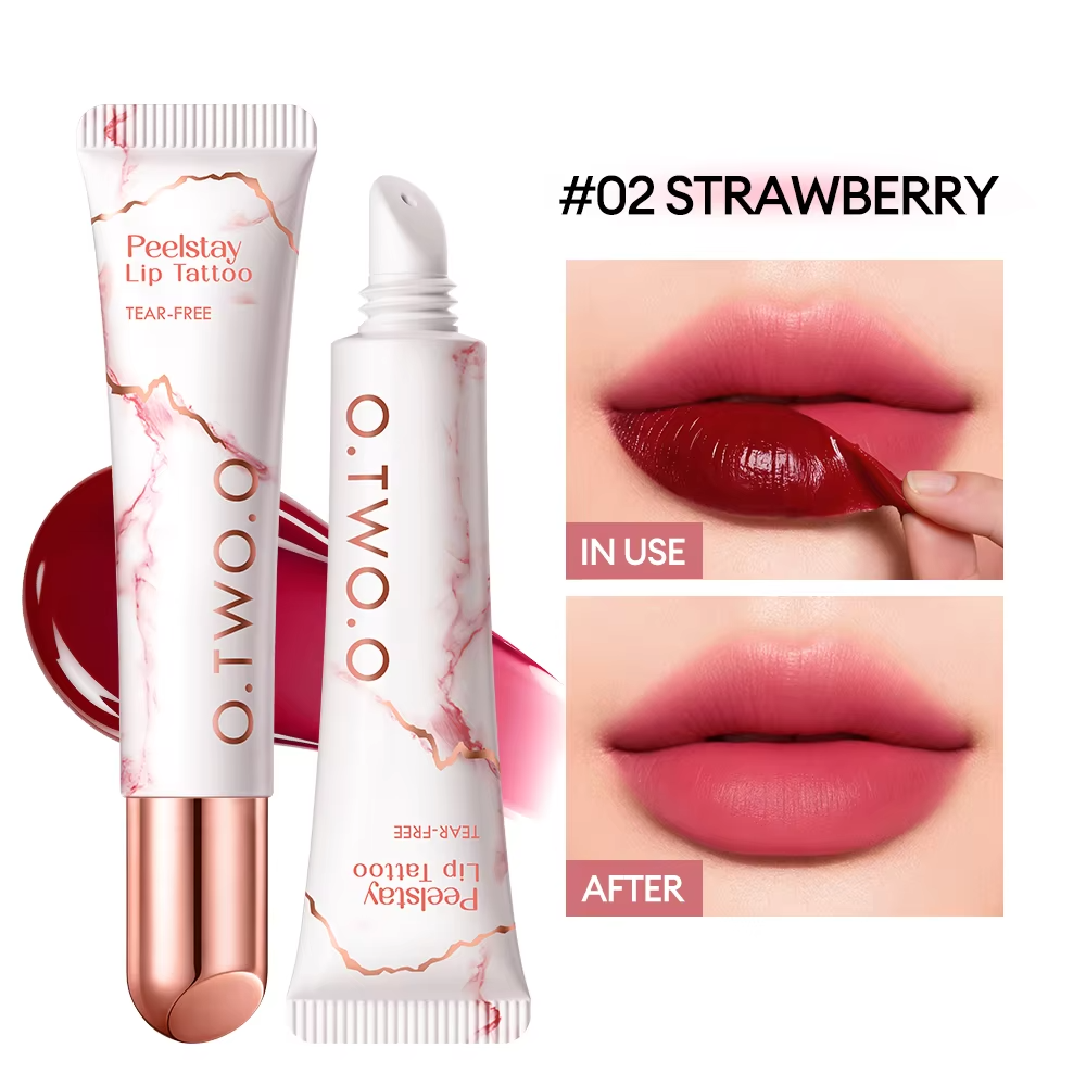 O.TWO.O Peel-Off Lip Stain Lipstick 48H Color-Lock Highly Pigmented Waterproof Non-stick Cup Lip Care Peel-Off Lip Tint Makeup