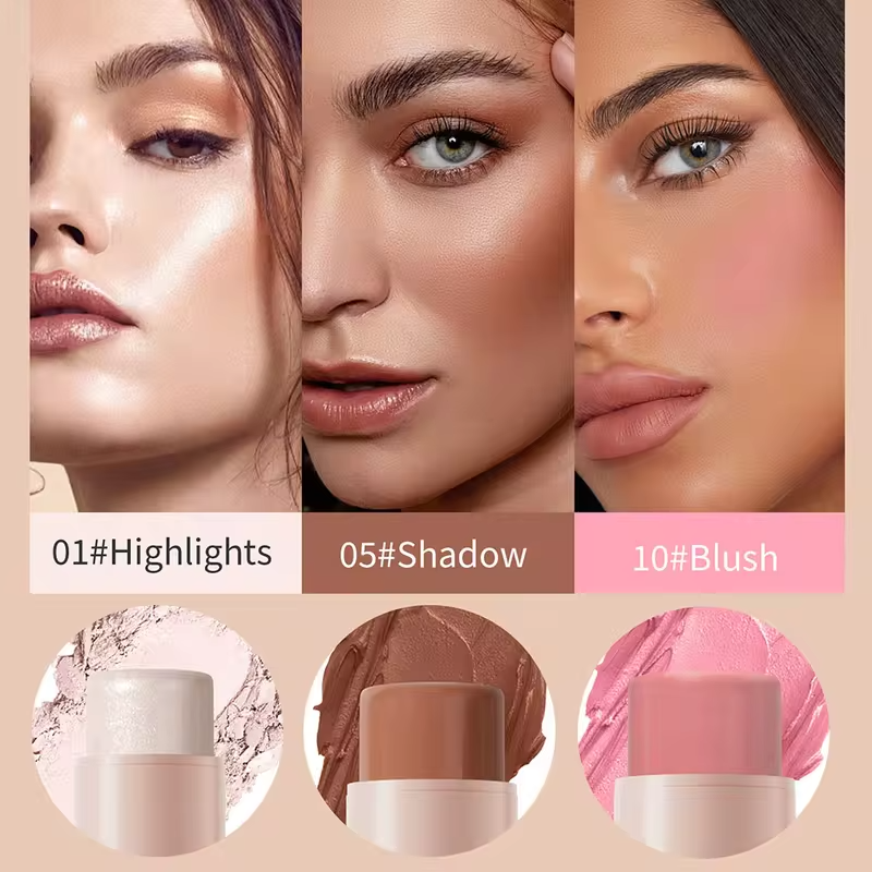Makeup Face Contouring Bronzer Stick Highlighter 2 in 1 Matte Glitter Brightening Silkworm Blusher Rouge Cream Concealer Pen
