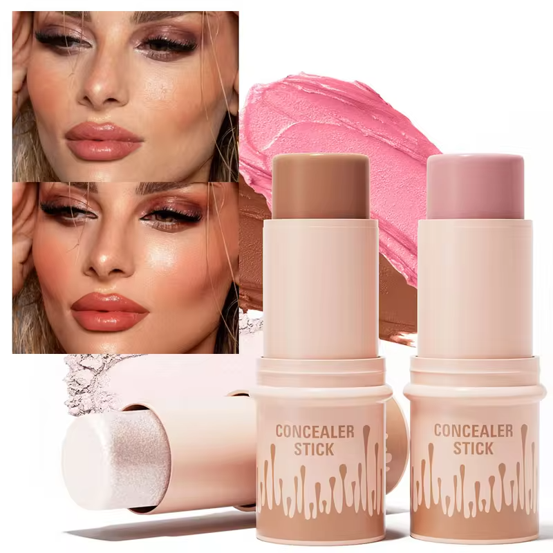 Makeup Face Contouring Bronzer Stick Highlighter 2 in 1 Matte Glitter Brightening Silkworm Blusher Rouge Cream Concealer Pen