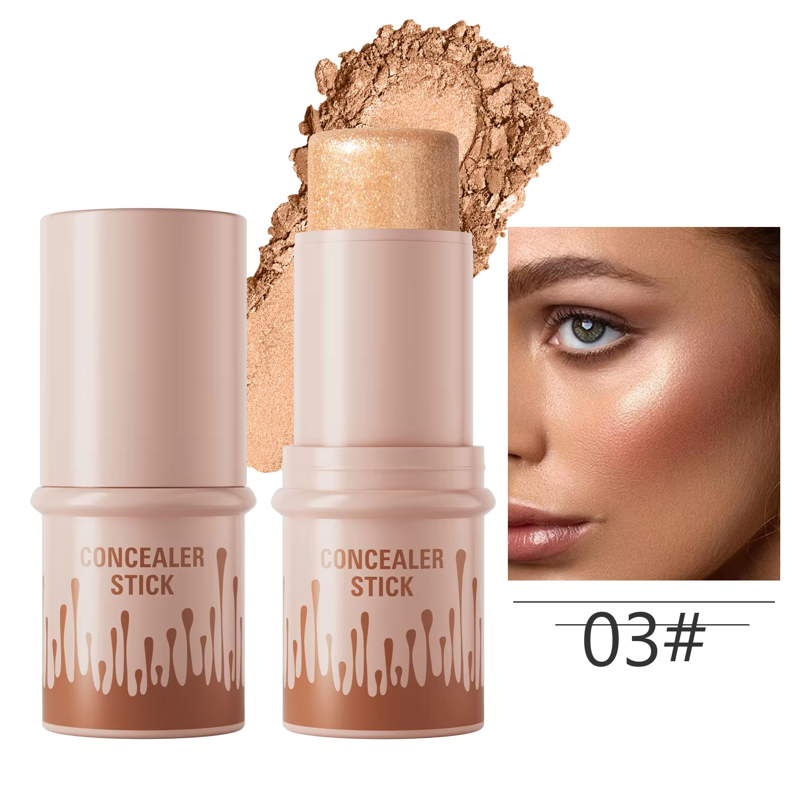 Makeup Face Contouring Bronzer Stick Highlighter 2 in 1 Matte Glitter Brightening Silkworm Blusher Rouge Cream Concealer Pen