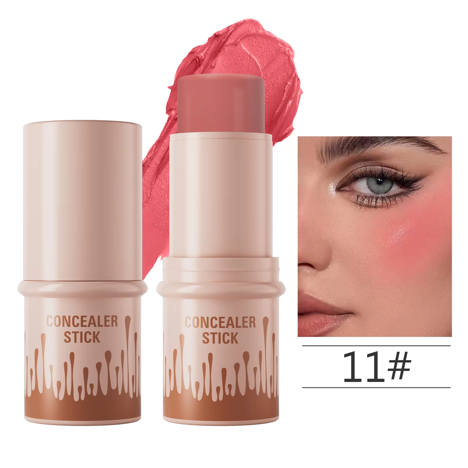 Makeup Face Contouring Bronzer Stick Highlighter 2 in 1 Matte Glitter Brightening Silkworm Blusher Rouge Cream Concealer Pen